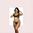 Conjunto Paty De Tule Poá Lingerie Calcinha Regulável