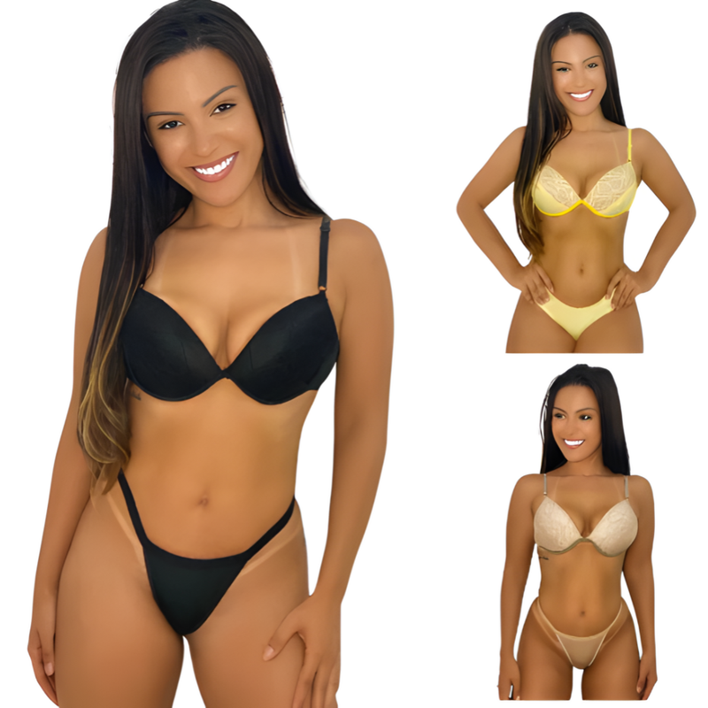 KIT COM 3 Conjunto de lingerie calcinha e sutiã sexys