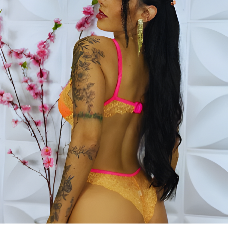 Conjunto Lingerie Bicolor  Neon Sexy Duda