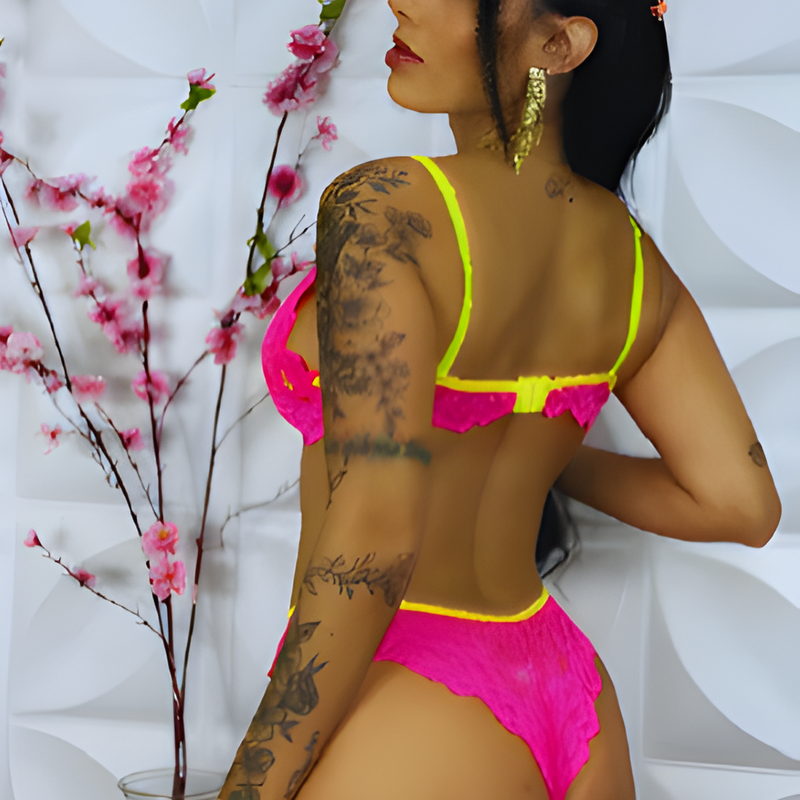 Conjunto Lingerie Bicolor  Neon Sexy Duda